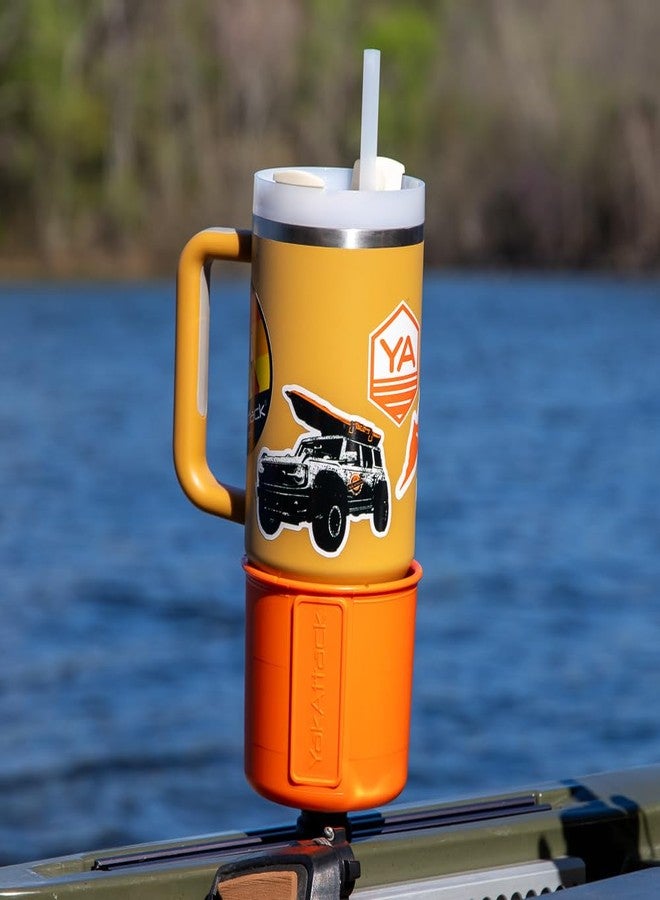 YakAttack MultiMount Cup Holder - Yak Attack Orange | Track Mount Drink Holder for Kayaks & Boats | Compatible with GearTrac & MightyMount | Secure & Versatile | Made in The USA - Image 4